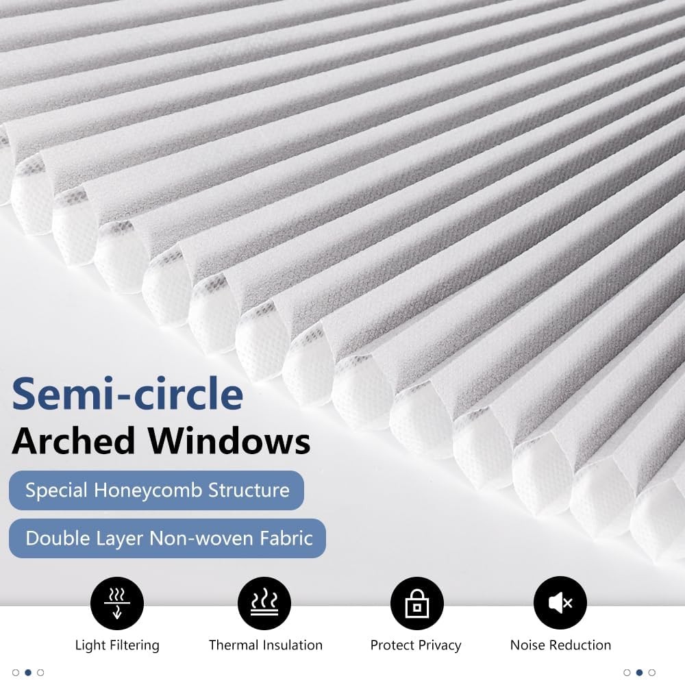 Arch Window Shades Light Filtering Half Circle Cellular Shades, Pleated Blind…