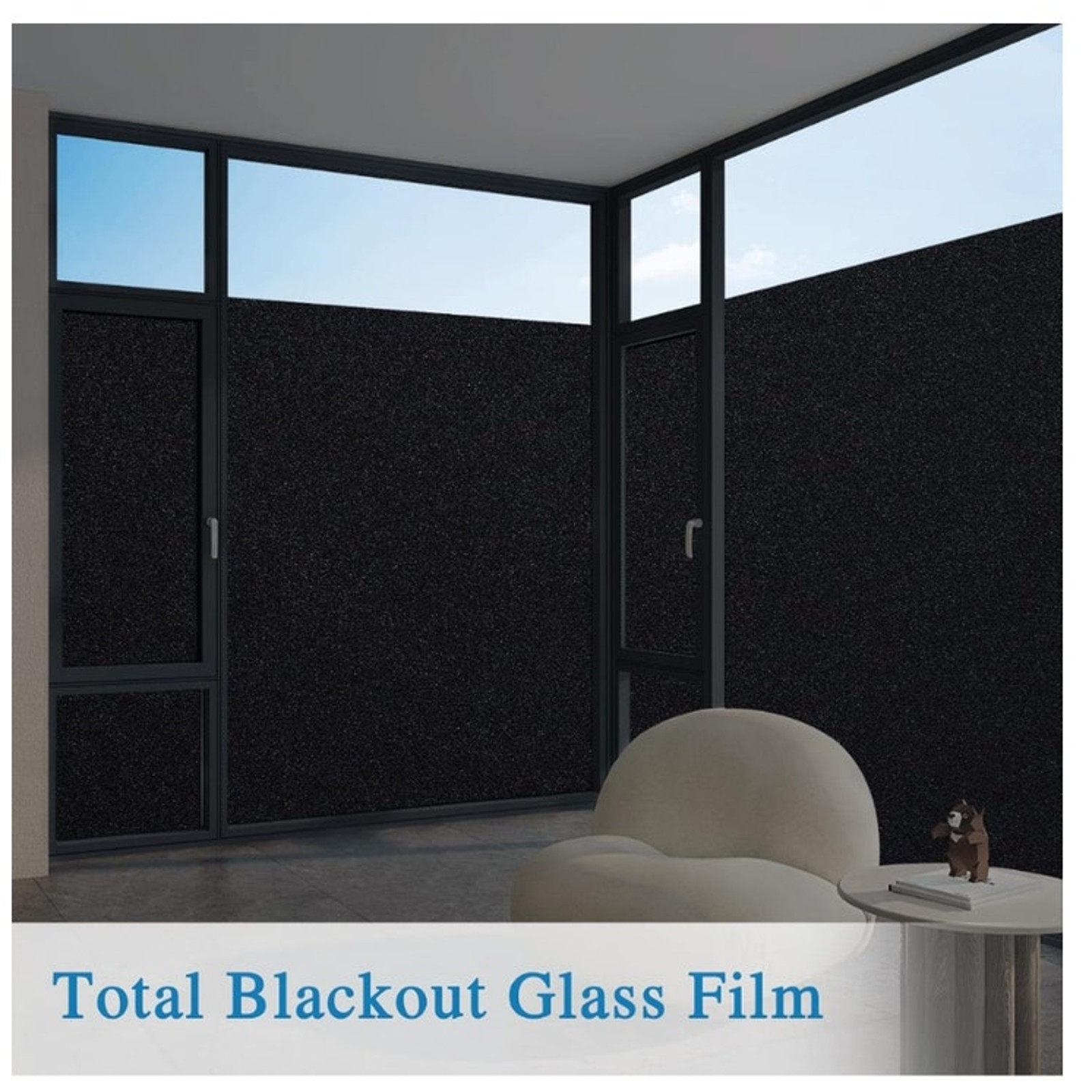 Window Privacy Film Frosted Glass Static Cling UV Insulation 15.7″x118 Blackout