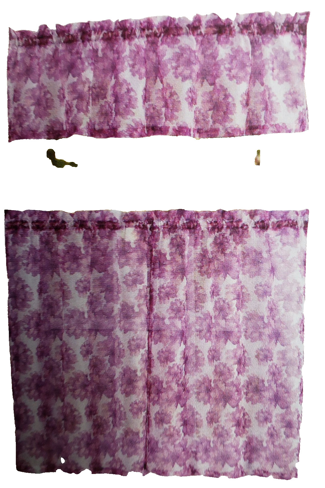 3pc Curtains Set: 2 Tiers (28″)& Valance (56″x14″) PURPLE FLOWERS, Nant