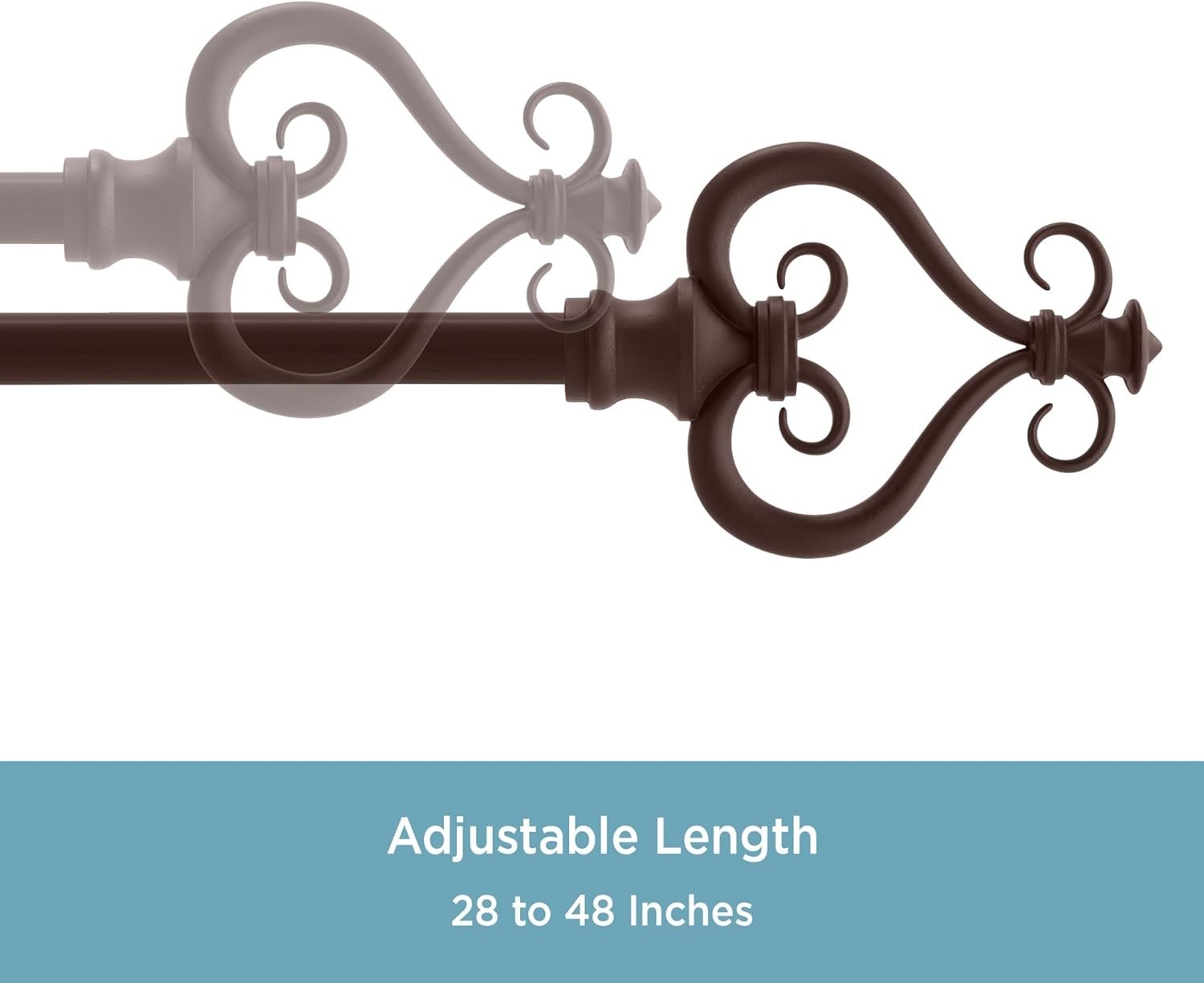 Serena Window Curtain Rod, 28-48″, Chocolate Brown