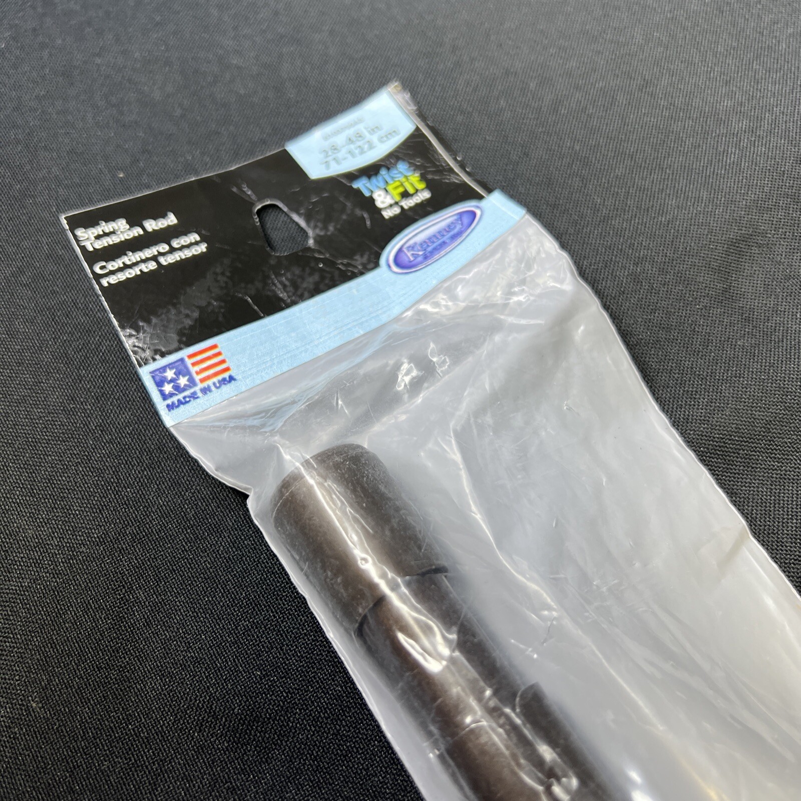NEW! Kenney Carlisle 28″- 48″ Spring Tension Rod • Chocolate Brown • Adjustable