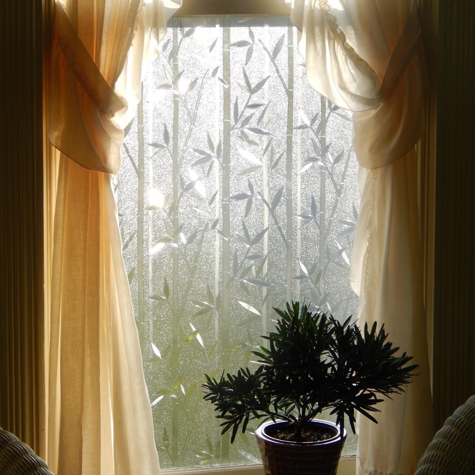 Lemon Cloud Window Privacy Film, Stained Glass 17.5 x 78.7 Inch, White