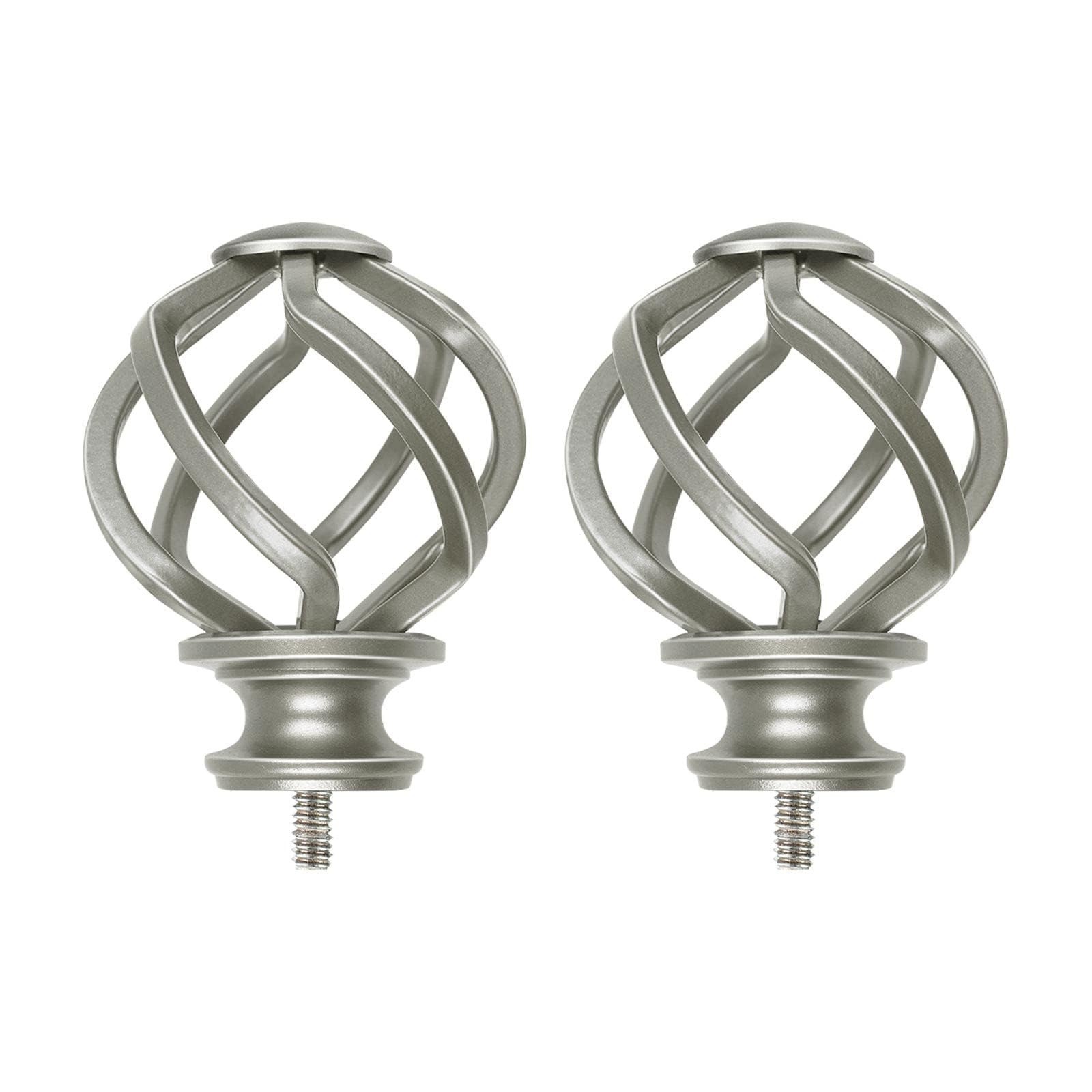 KAMANINA Replacement Finials for 1 or 7/8 Inch Curtain rods, Twisted Cage, 2pcs