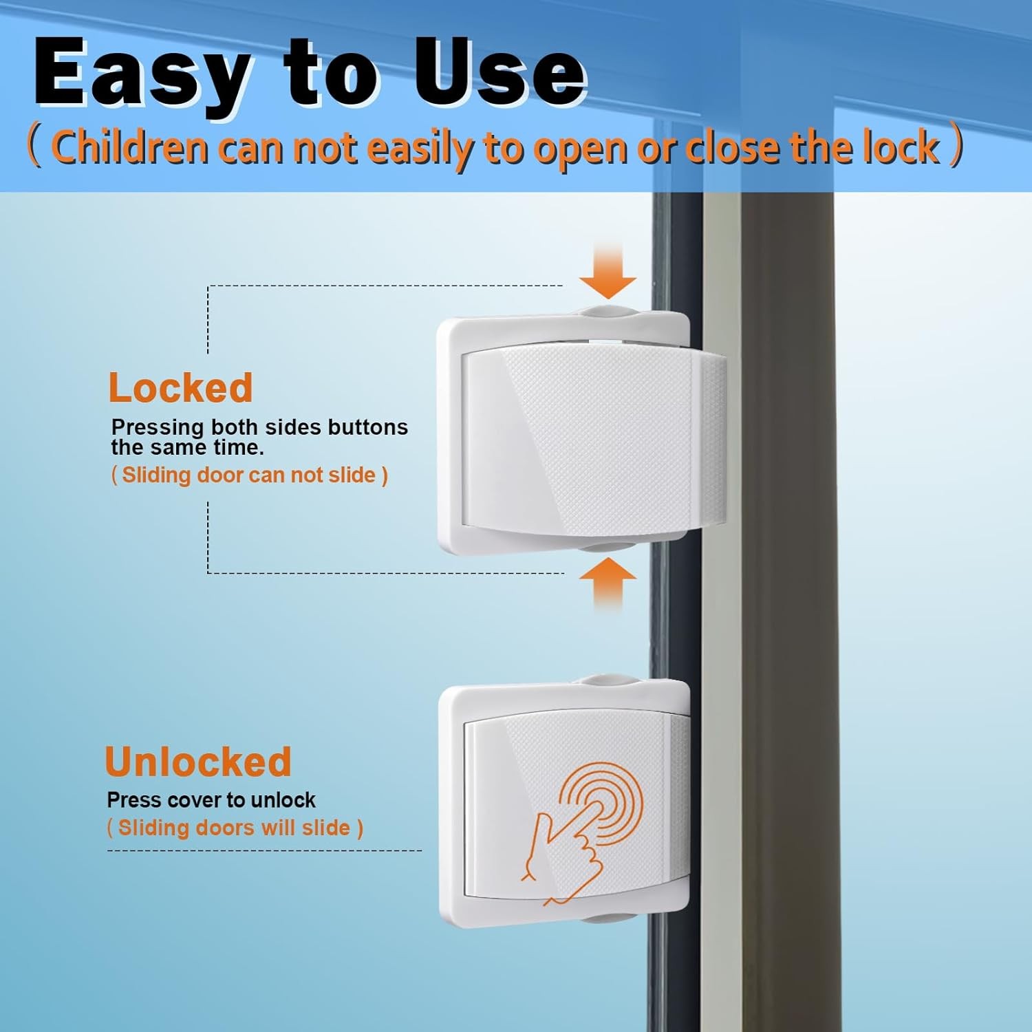 Sliding Door Lock, 2 Pack Child Safety Sliding Glass Door Lock for Sliding Glass