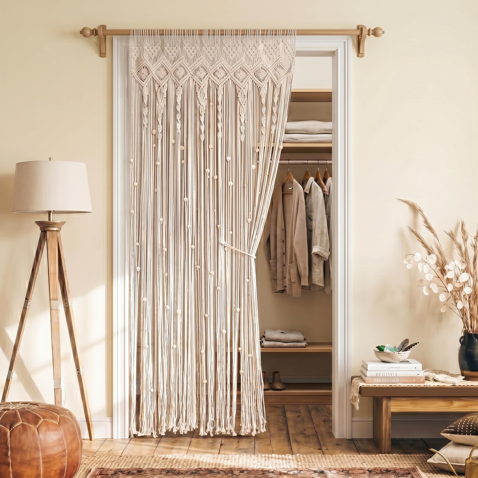 Macrame Curtain Wall Hanging Boho Beaded Tapestry Curtain for Closet Doorway …