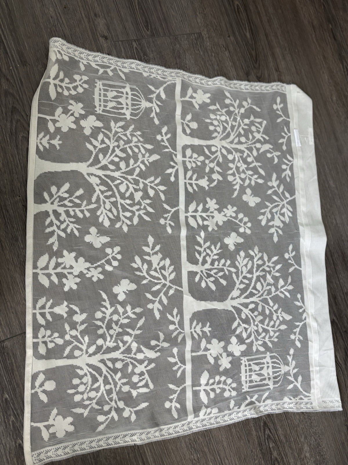White Lace Sheer Curtain Panel Floral Birdcage Nature Design for Any Room