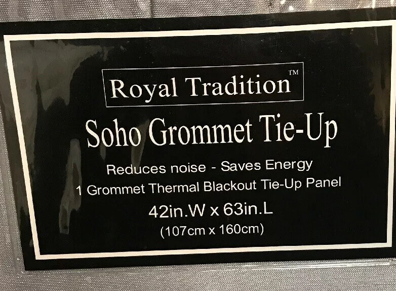(2) Royal Tradition Soho Grommet Tie-Up Thermal Blackout Panel Silver 42×63 NEW