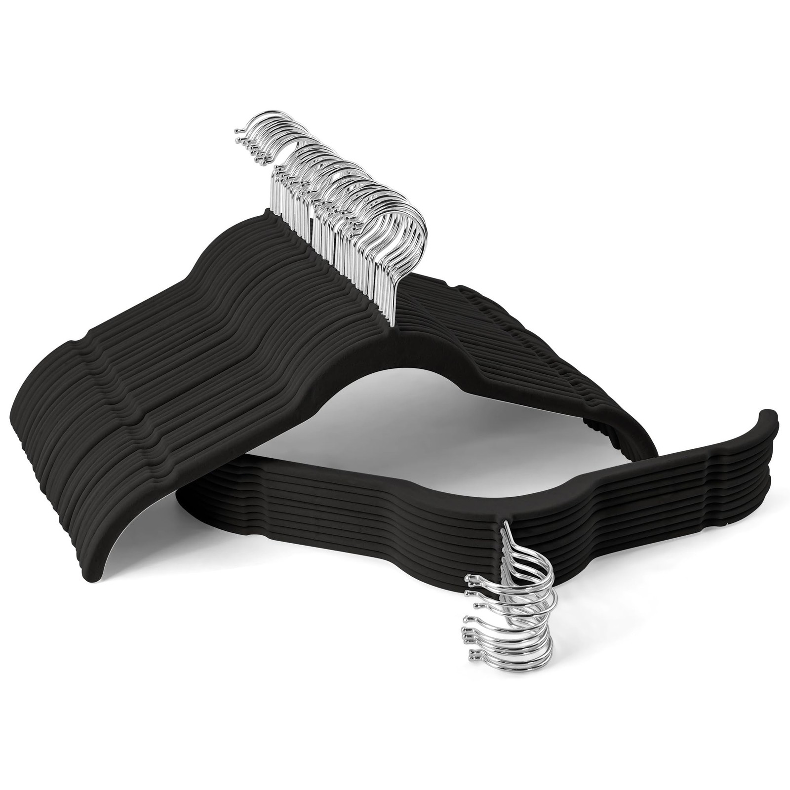 Sishynio Premium Velvet Hangers 50 Pack – Space-Saving Closet Organizer for C…