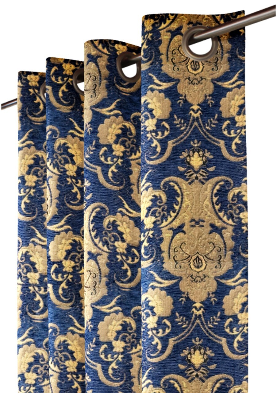 J1 Chenille Drapery Panel – Blue- Rayon/Polyester- 60″ Inches W x 96″ H-J2