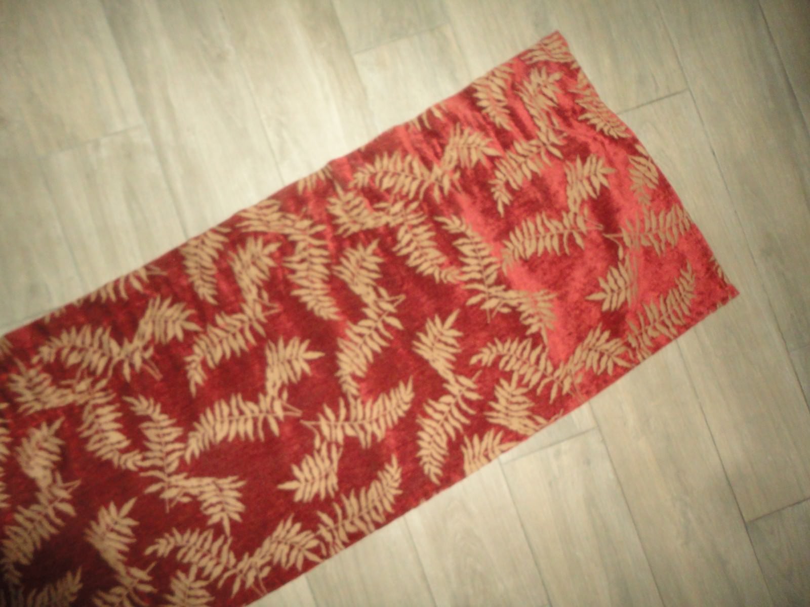 RED & TAN FERNWOOD FERNS BOTANICAL CHENILLE (1) TAILORED VALANCE 17 X 71