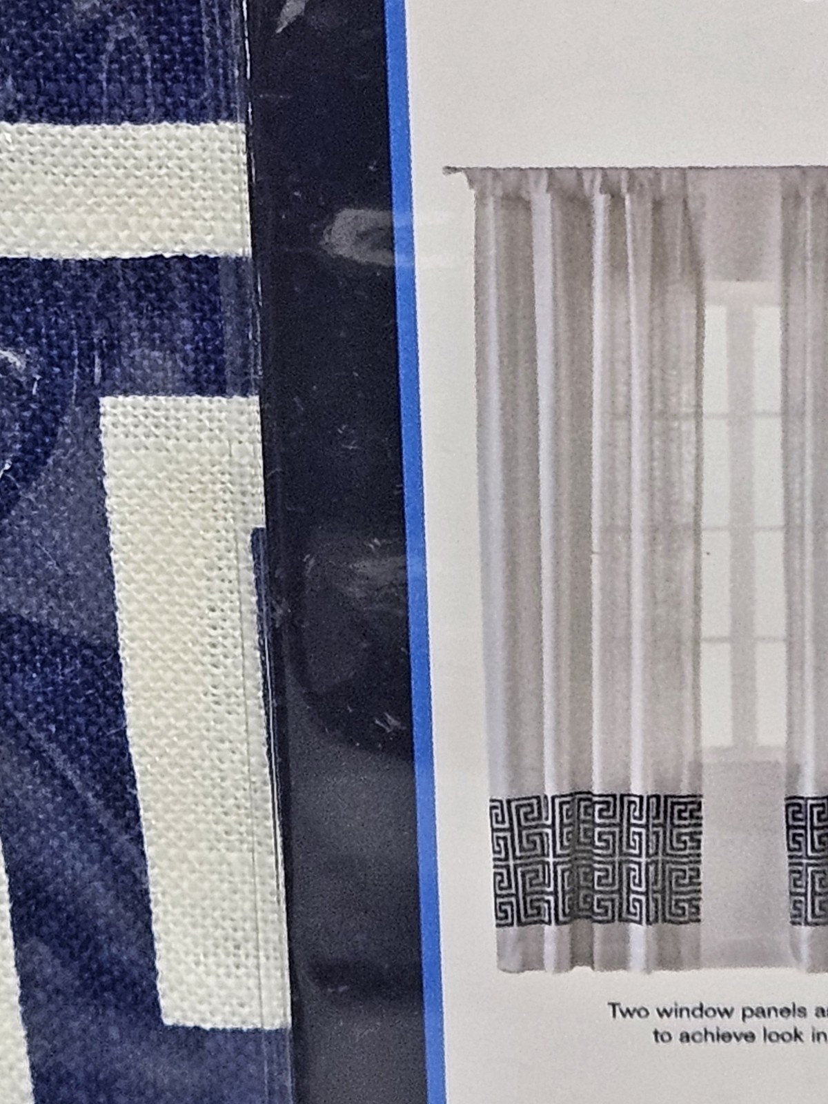 Happy Chic Jonathan Adler Curtain White Dark Blue Curtain Panel India 50×84 New