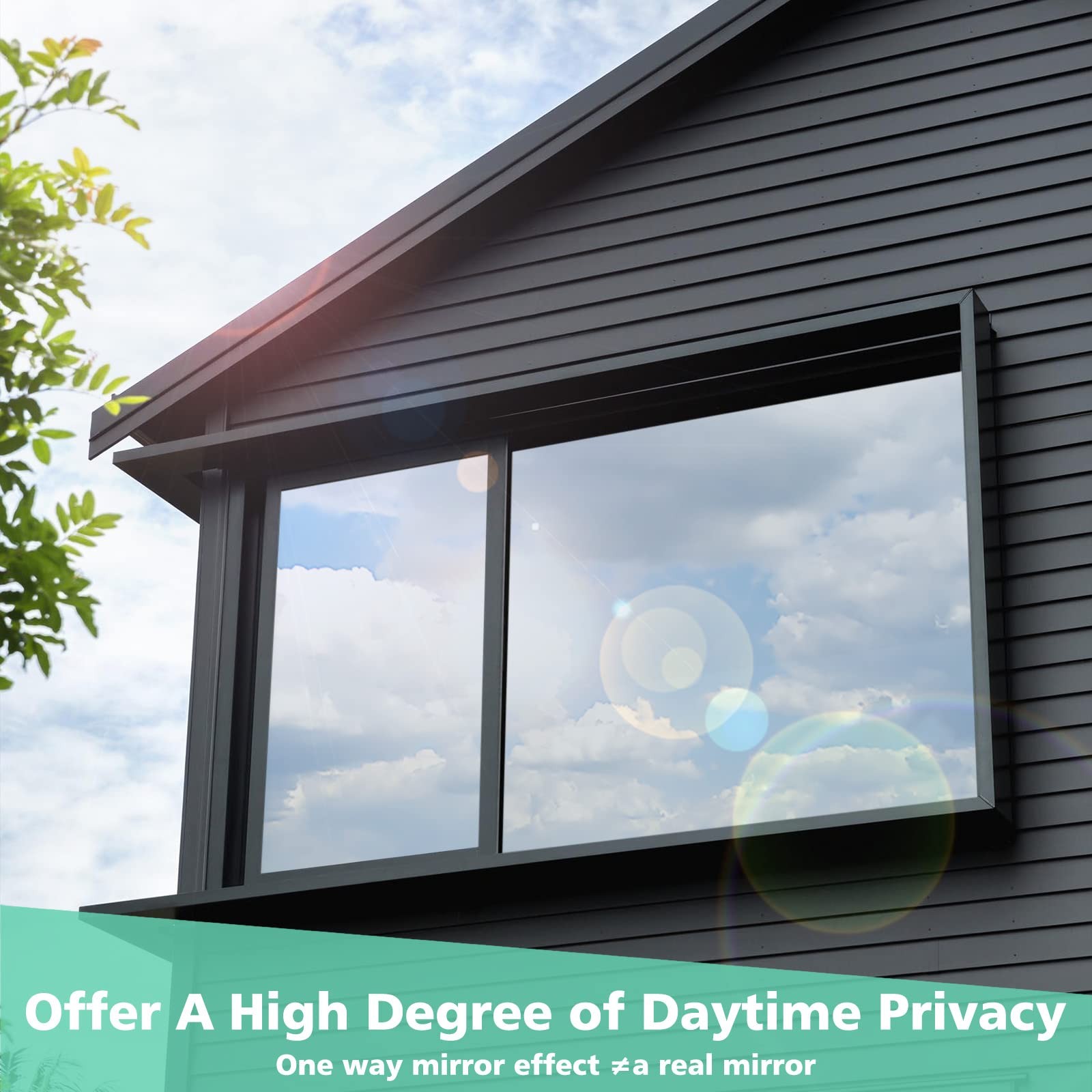 Volcanics One Way Window Privacy Film Sun Blocking 17.5″ x 78.7″, Silver