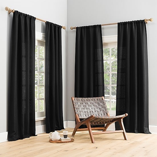 Sun Zero Dasan Blackout Curtain Panels 37×84 Black Rod Pocket Back Tab 4-Pack
