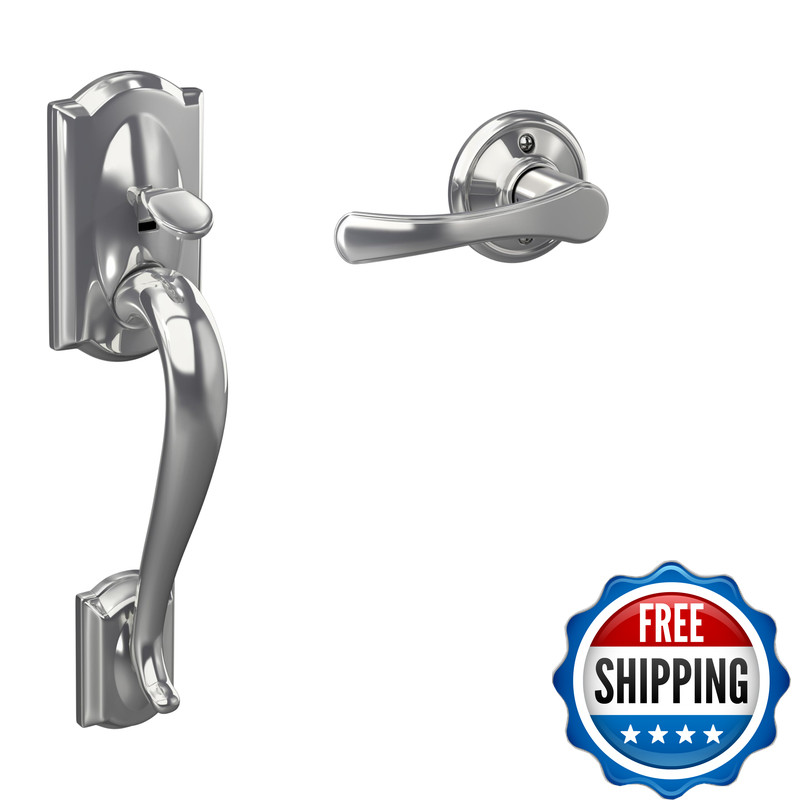 Schlage Standard Front Entry Handleset Avila Door Lever Lower Half Grip Bright