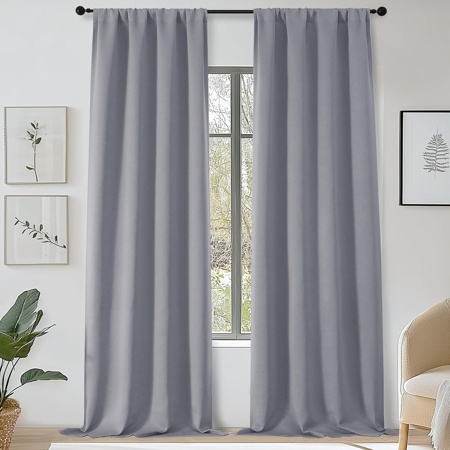 Blackout Curtains for Bedroom Living Room 72 Inch Length 2 Panels Set, Privacy T