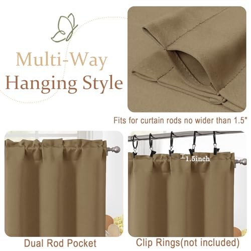 Valance for Windows, Small Blackout Kitchen 60″W x 14″L (Pack of 1) Taupe