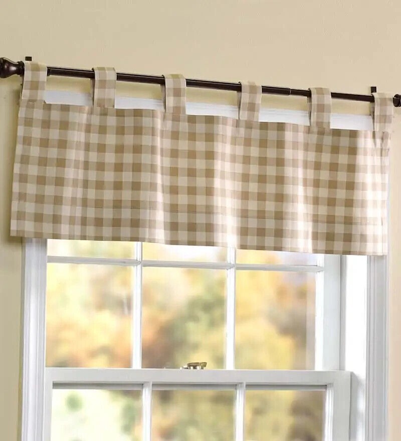 Thermalogic Check Tab-Top Valance Curtain, 40″W x 15″L – Green Plaid