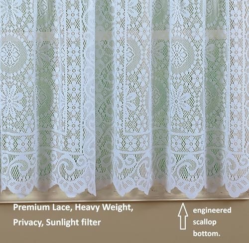 Elegant White Lace Balloon Shade, 59″W x 63″L, Light Filtering Window Treatment