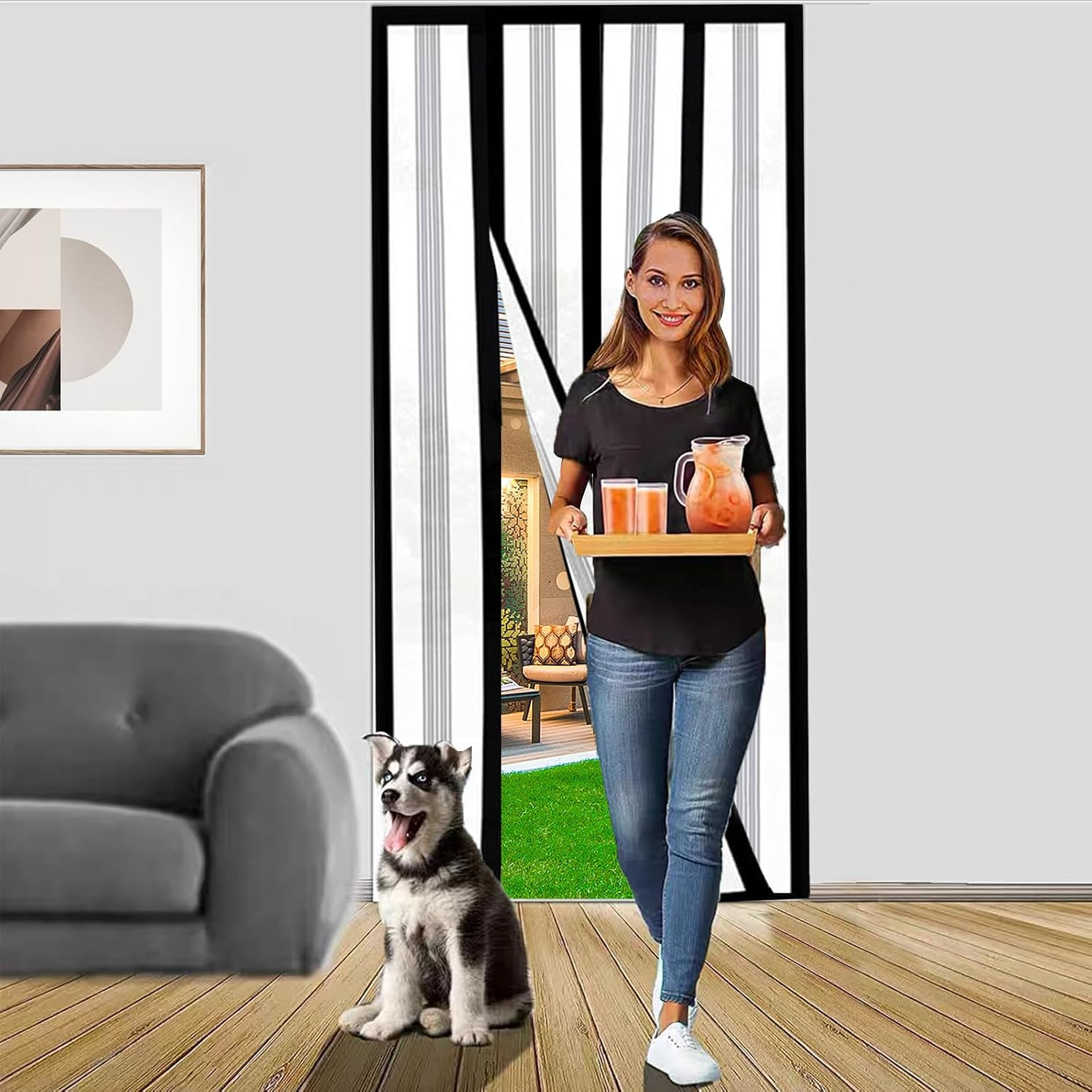 Reversible Left or Right Side Opening Insulated Door Curtain, Keep Cold Out Ther