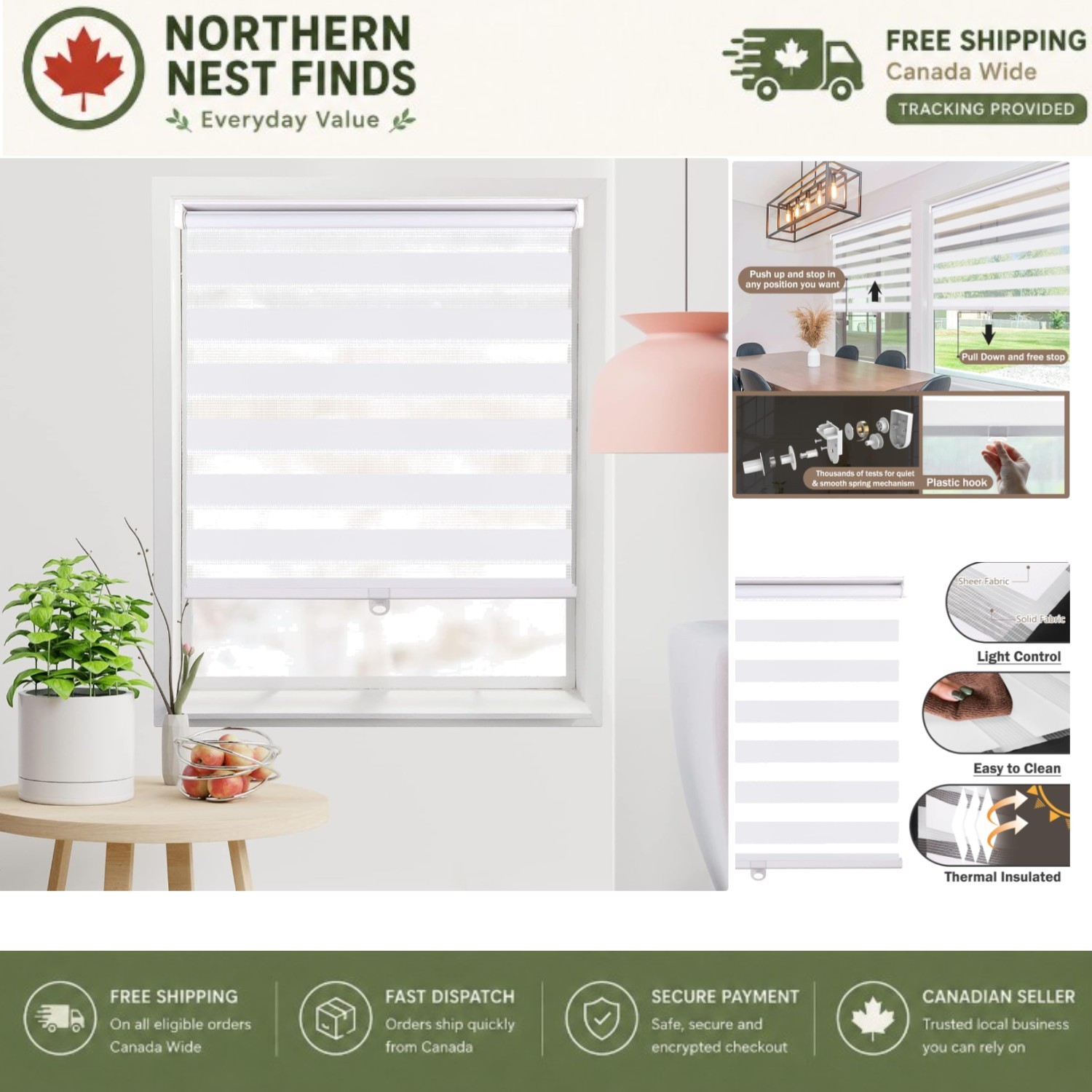 Stain Resistant Cordless Window Shades 35″ x 72″ – Modern & Functional Elegance