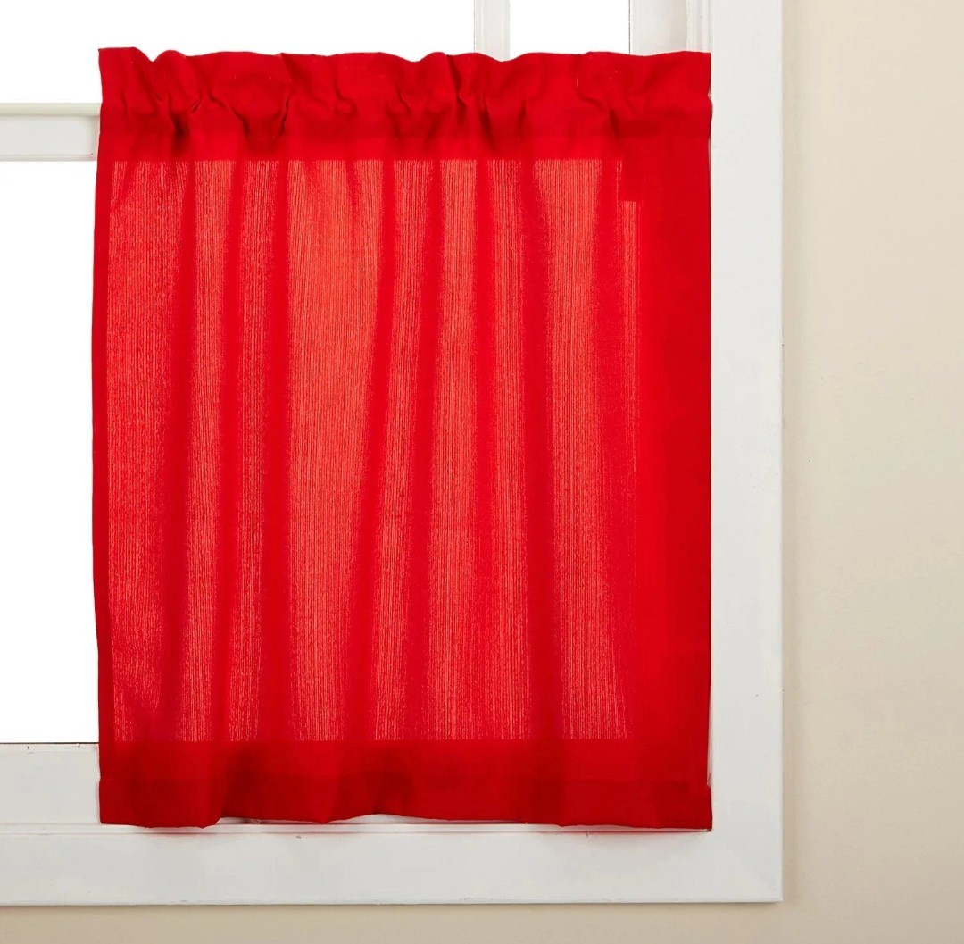 Sweet Home Collection Kitchen Window Tier Curtain 24″ Ribcord Red New Sealed