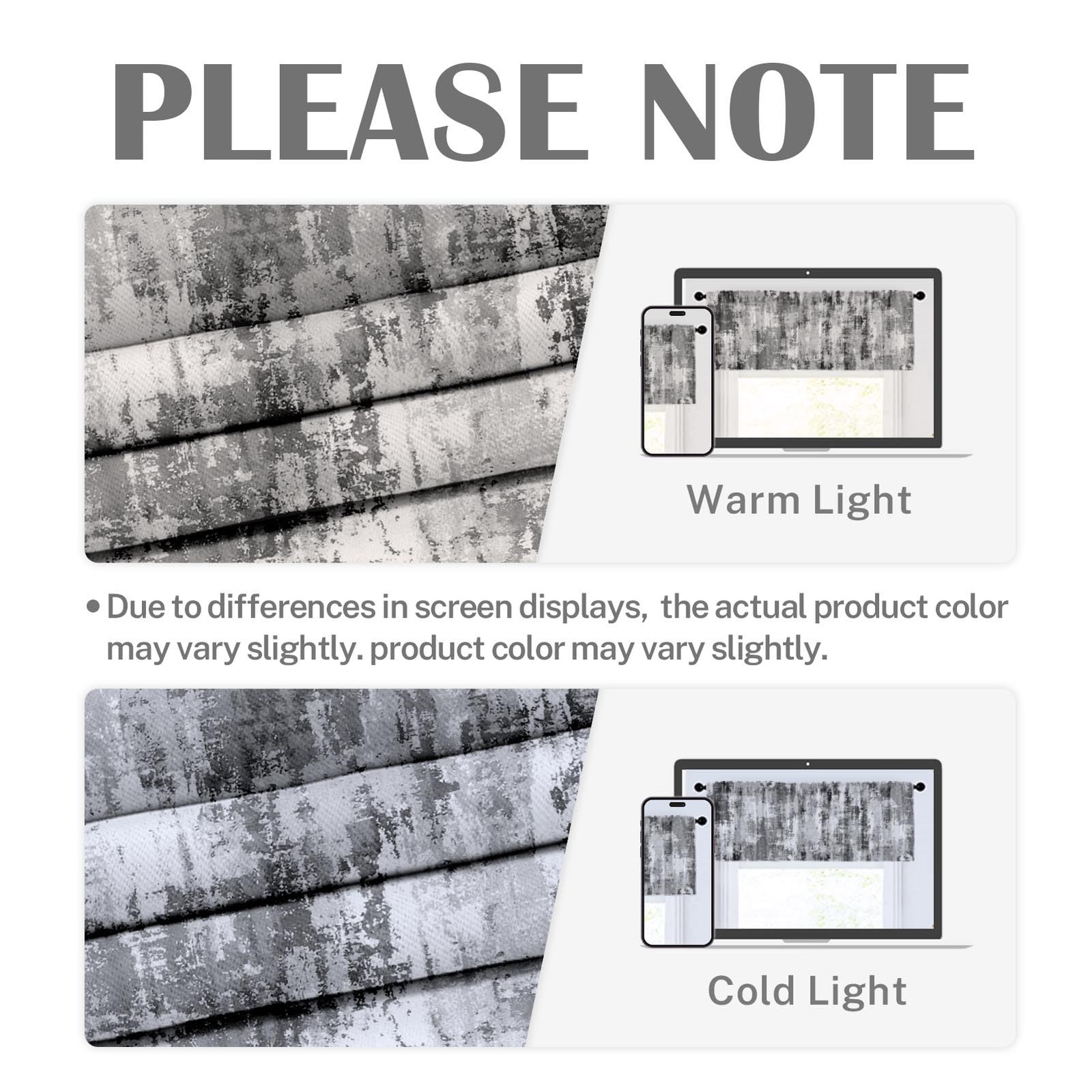 4 Pack Valances Window Treatments, Abstract Modern Grey Grunge Minimalist Dra…