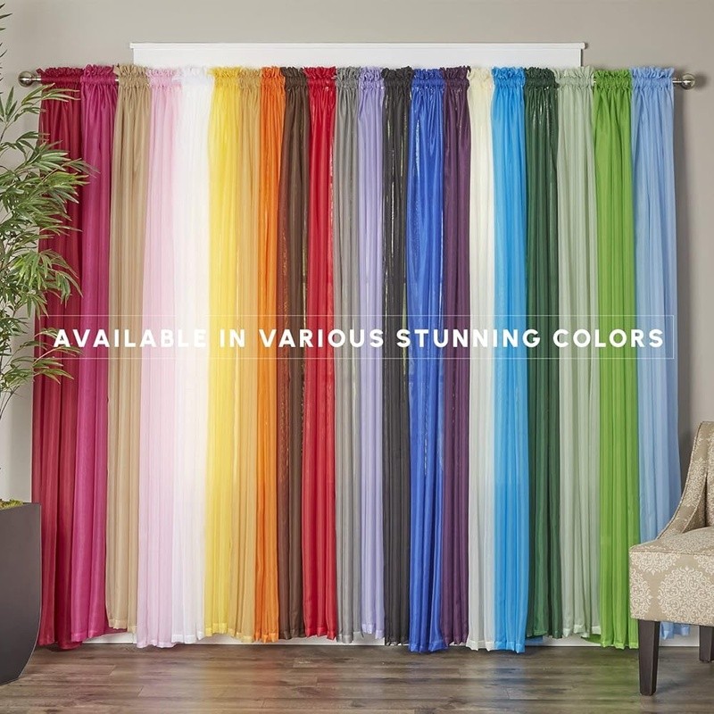 Light Filtering Sheer Curtains 2 Panels Polyester Window Treatment Privacy New