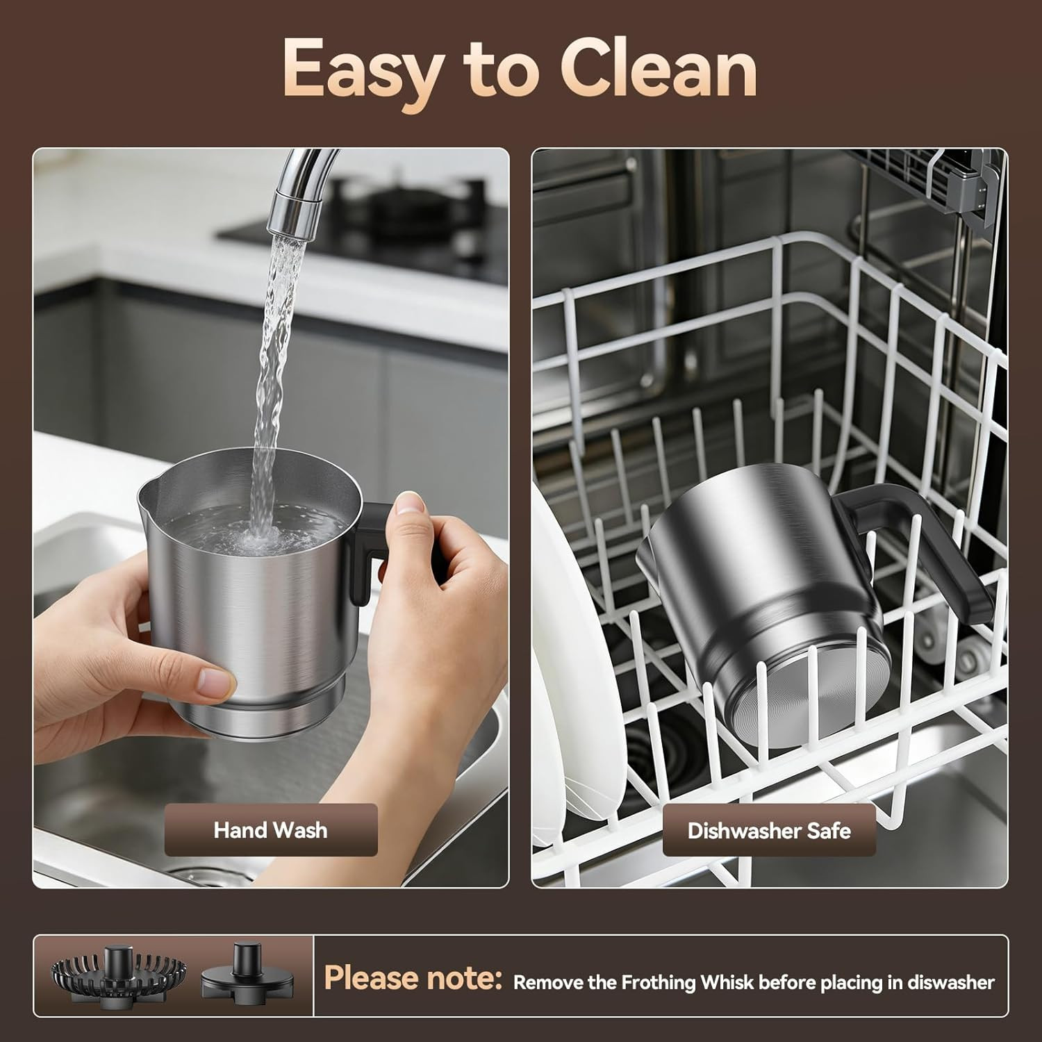 4-in-1 Milk Frother & Steamer – 24oz Automatic Hot & Cold Stainless Steel Jug