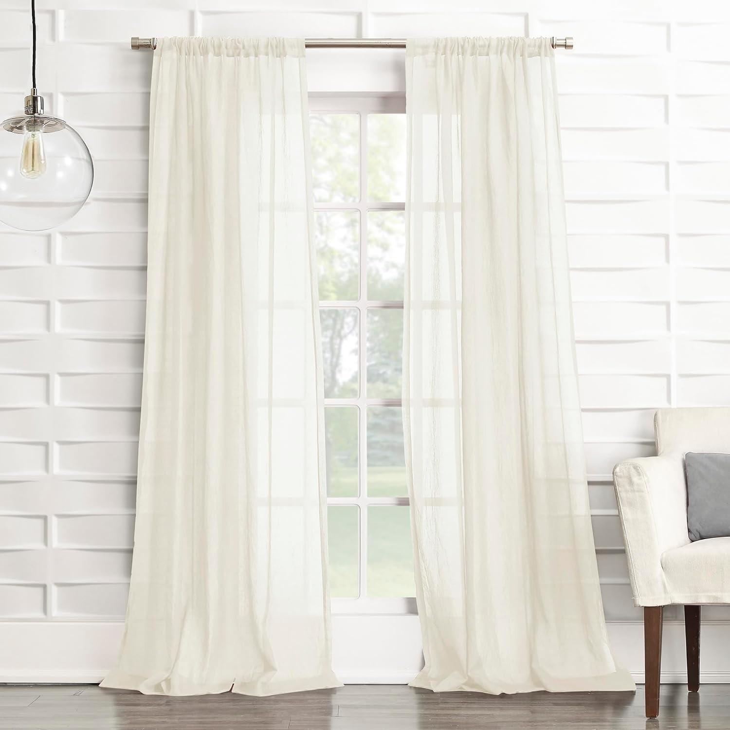 Soft Linen-Like Semi-Sheer Curtain Panel in Cream – 50″ x 84″ for Any Room
