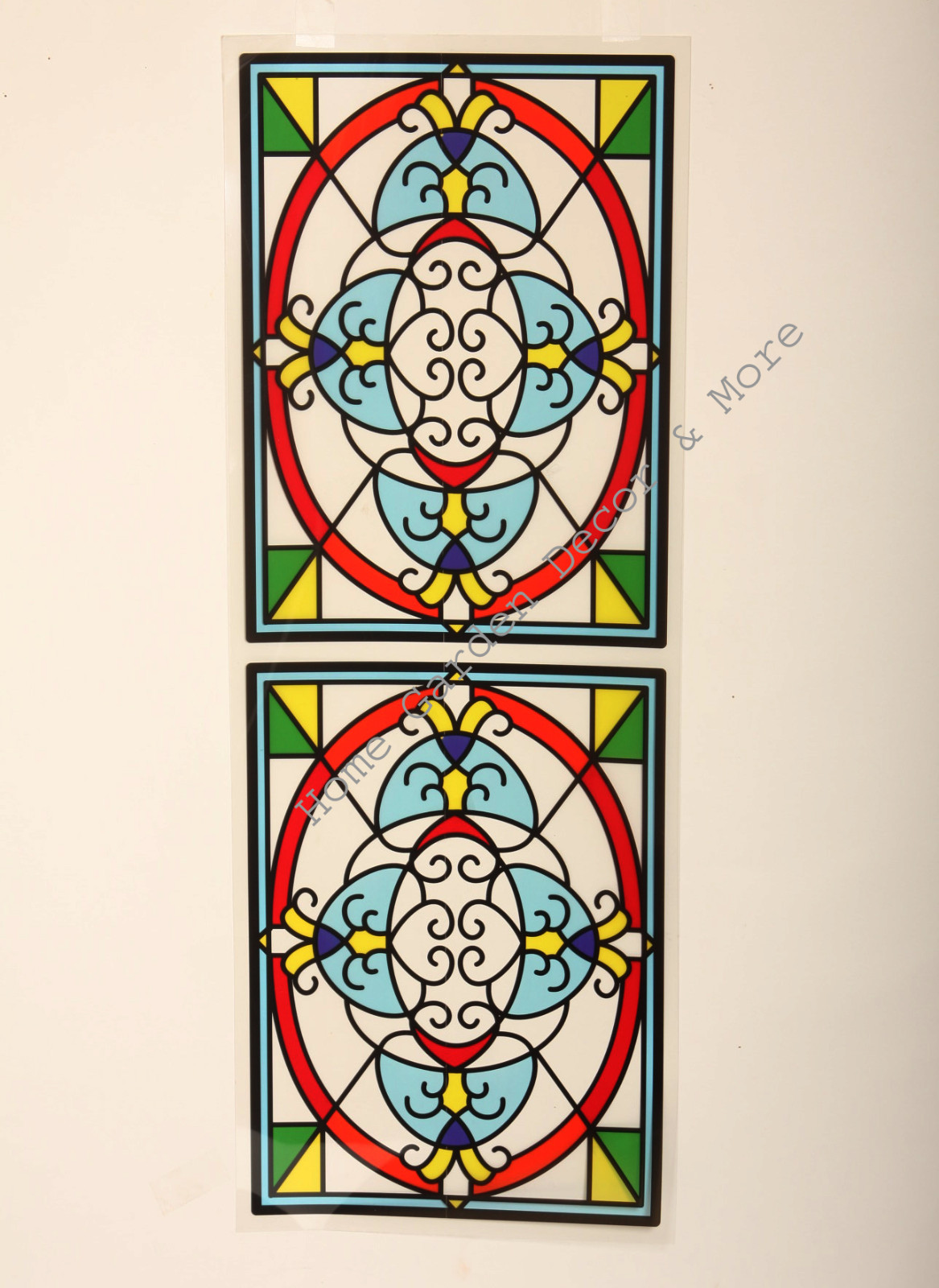 24.4″ x 9″ Victorian Scroll Stained Glass Window Film Sticker Decal Peel & Stick