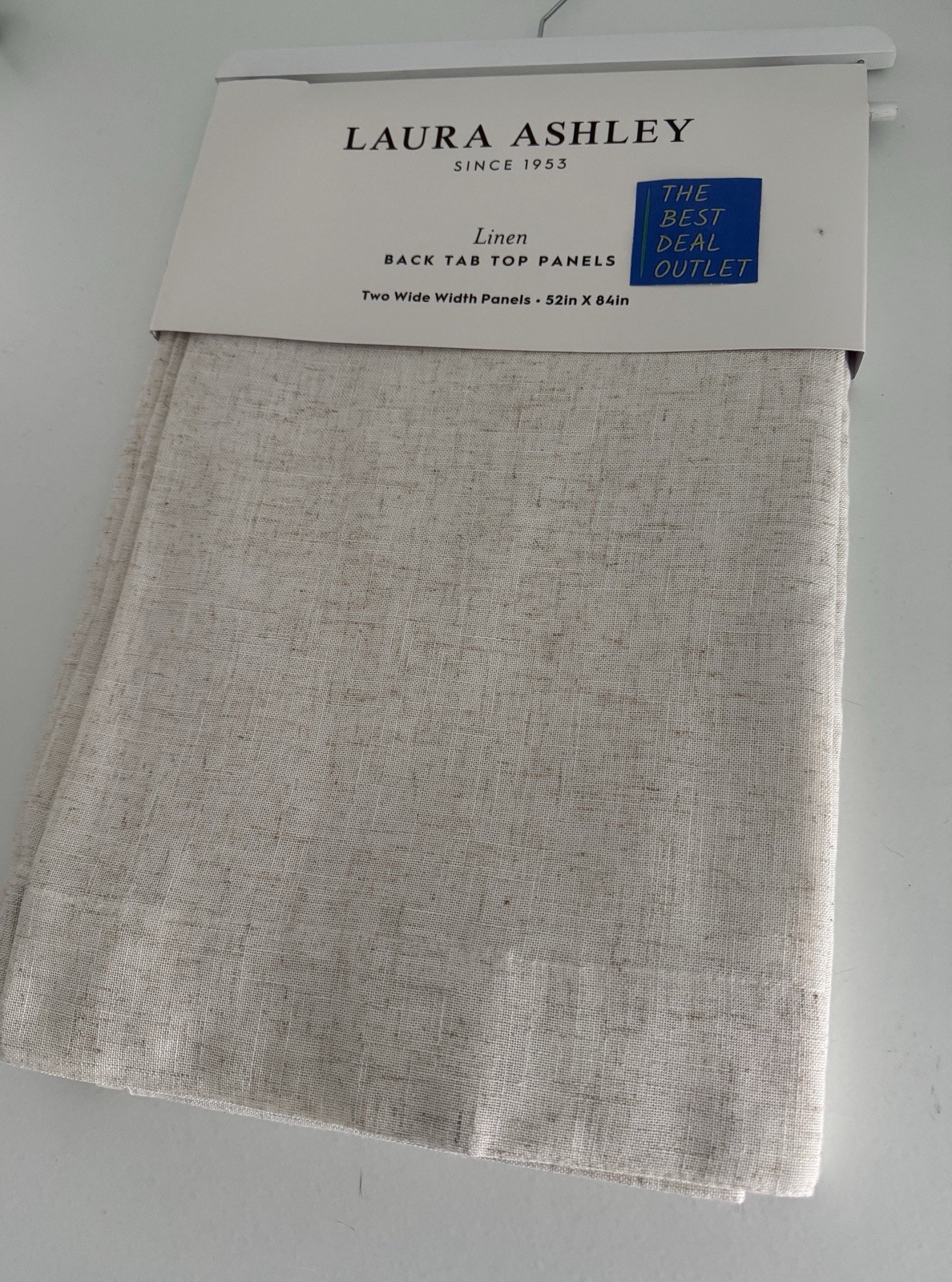 New Laura Ashley Window Curtains 2 Wide Panels 52 x 84 Linen Natural Back Tab