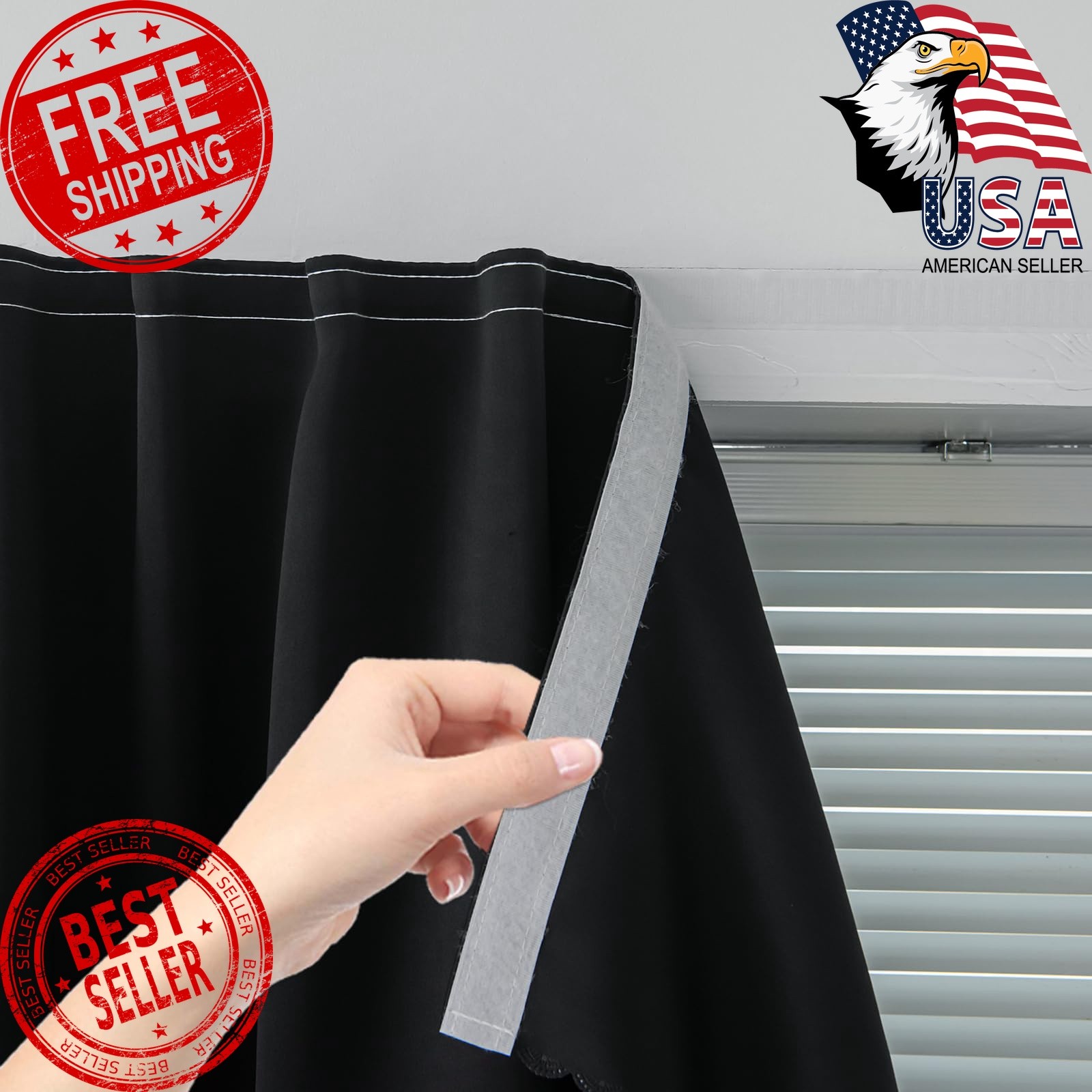 Sovtfides Blackout Curtains 35″x59″ Black 1 Panel