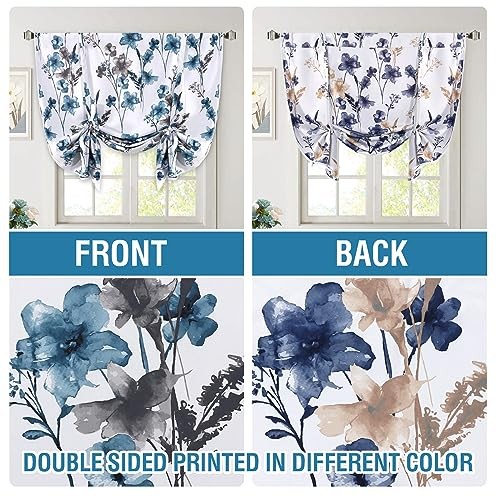 Double Sided Floral Pattern 42″W x 63″L (Pack of 1) Reversible in Blue/Navy