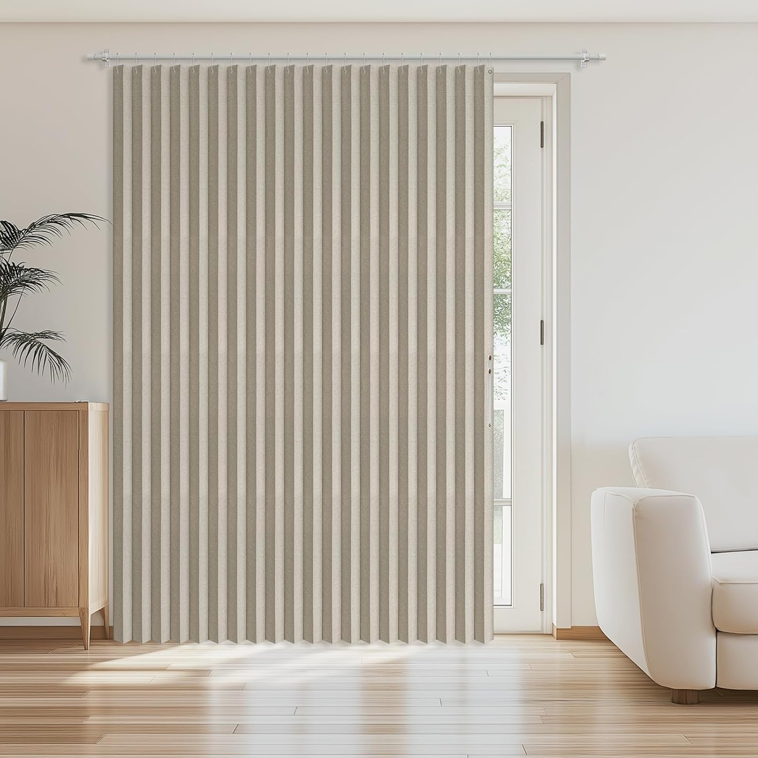 Cream White 100% Blackout Accordion Door Curtain 98″x84″ – No-Drill Divider