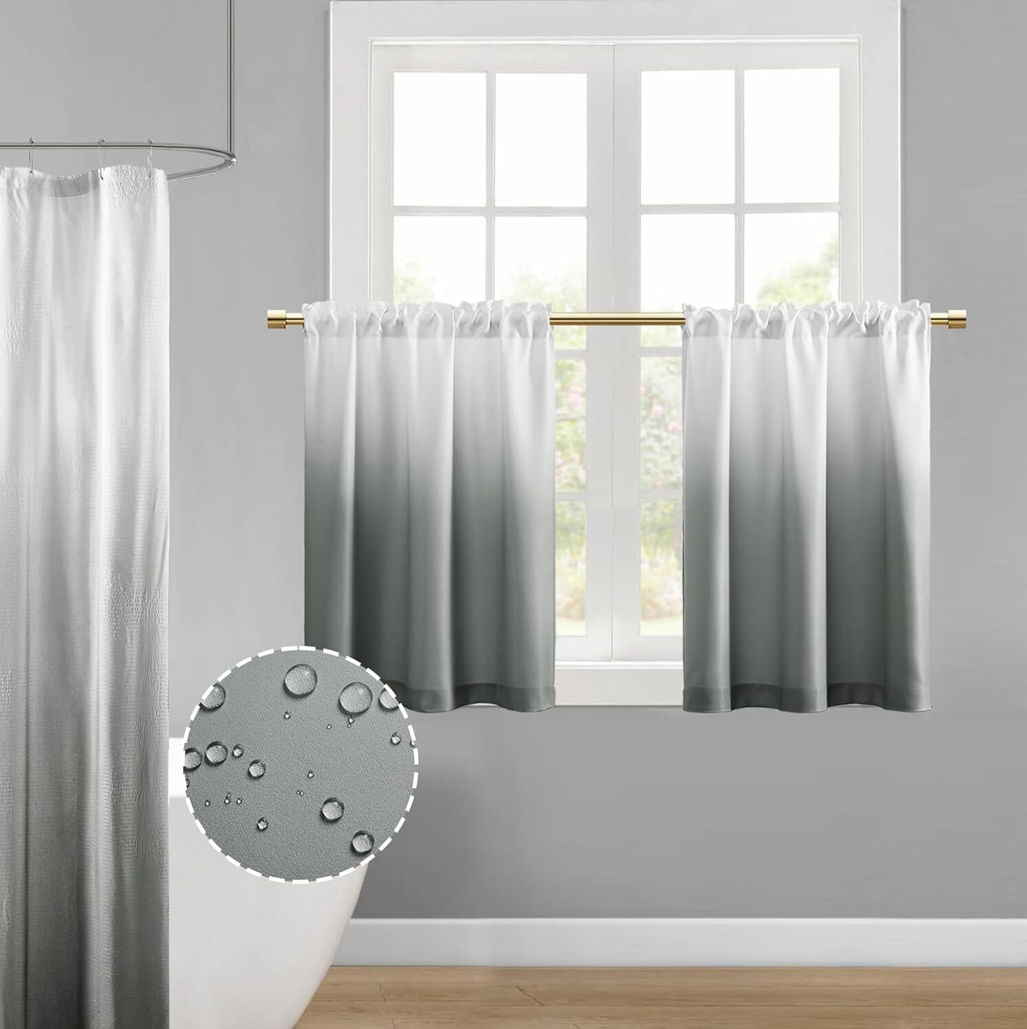 XTMYI 36 Inch Curtains Length for over Sink Kitchen Window,2Panel Set Waterproof
