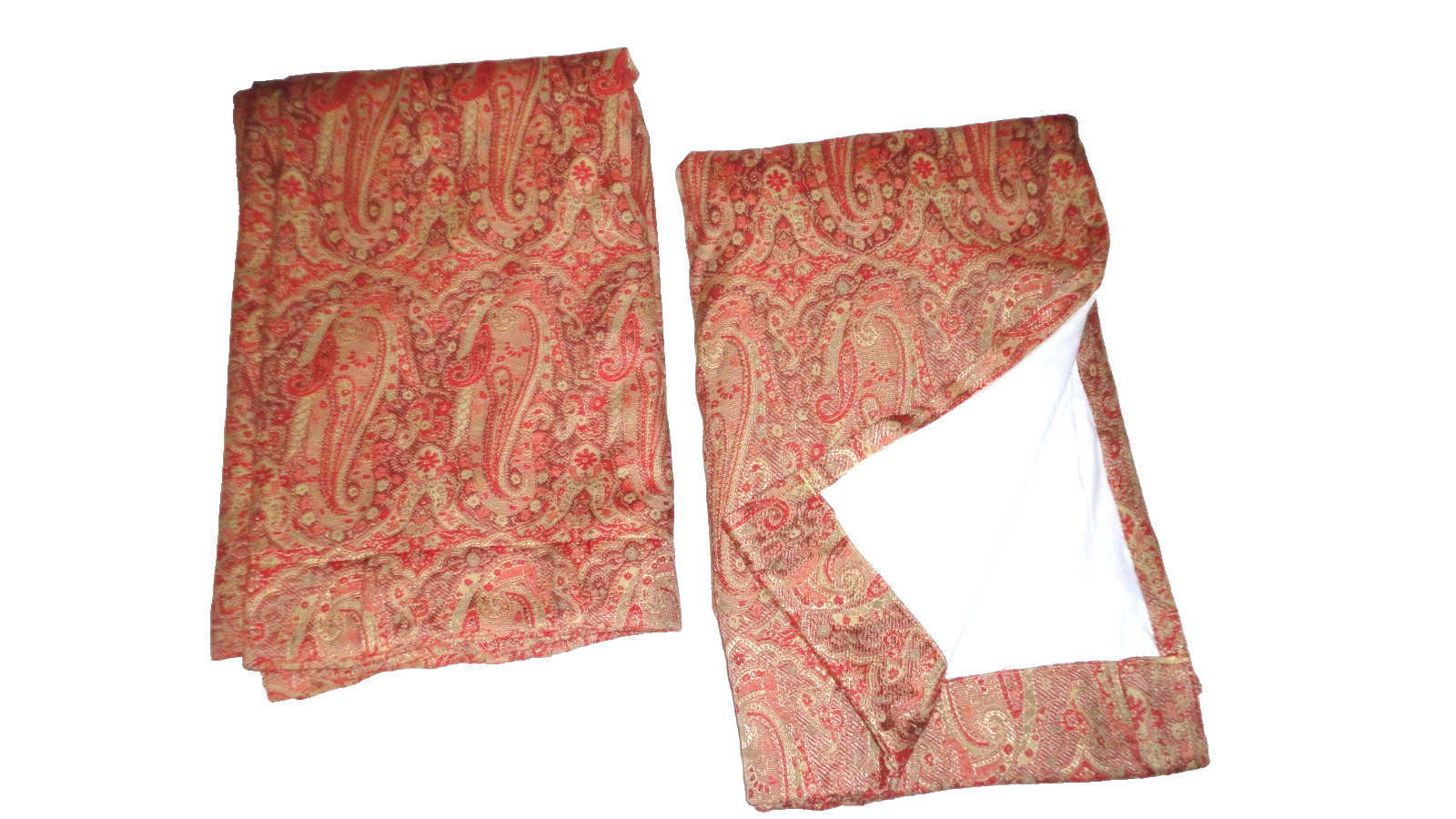 PIER 1 SUTTON WARM RED GOLD PAISLEY (3) Lined Curtain Panels 53×82