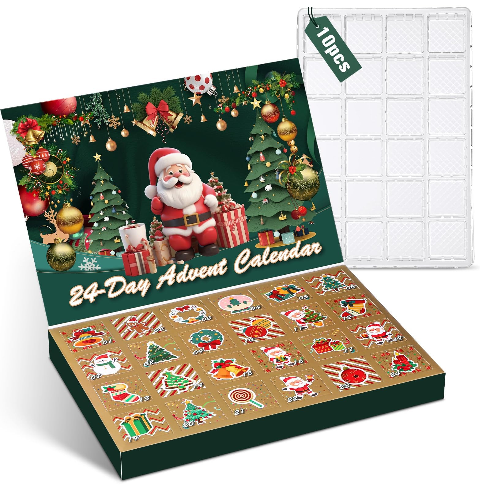10 PCS Empty Christmas Advent Calendar Boxes DIY Countdown Organizer Box Set