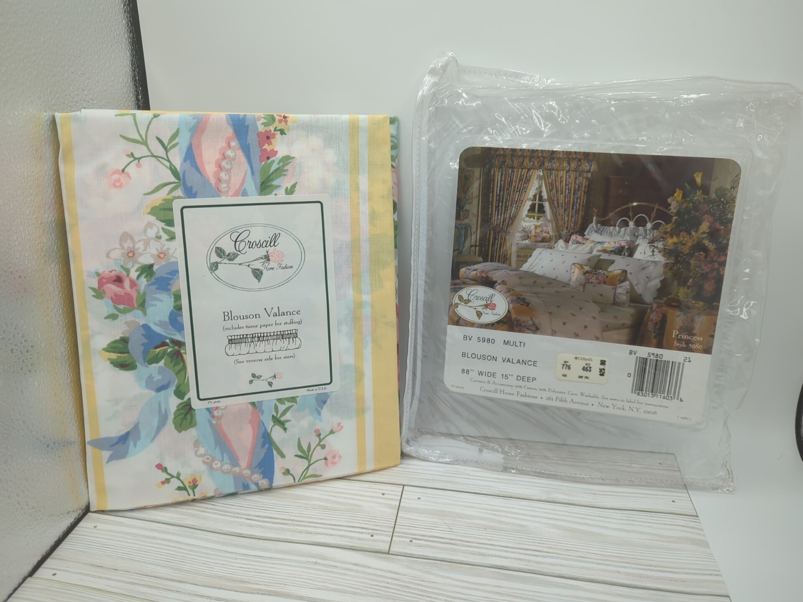 Croscill Blouson Valance Roses Floral Print “Princess” Granny Stripe 80’s 90s