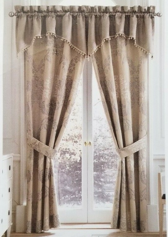 2 Croscill Langdon Linen Lined Drape Panels & Tiebacks 82″ x 84″ $165 NIP