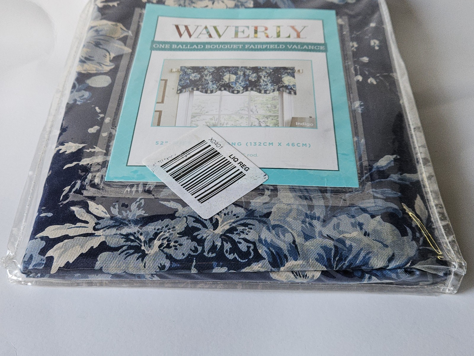 Waverly BALLAD BOUQUET Valance in Indigo Blue Floral FAIRFIELD 52×18 NEW
