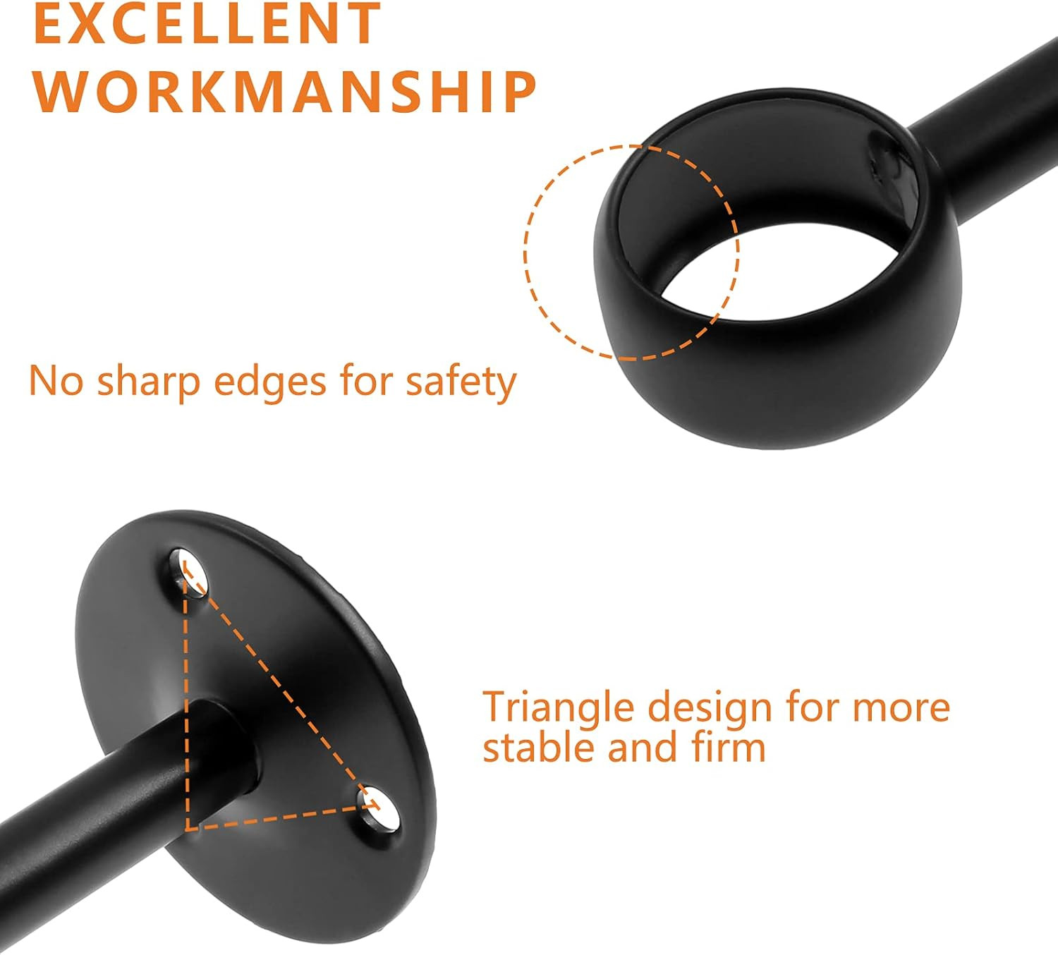 2 Pcs 1 Inch Ceiling Mount Curtain Rod Bracket, Flange Closet Rod Holder, Heavy