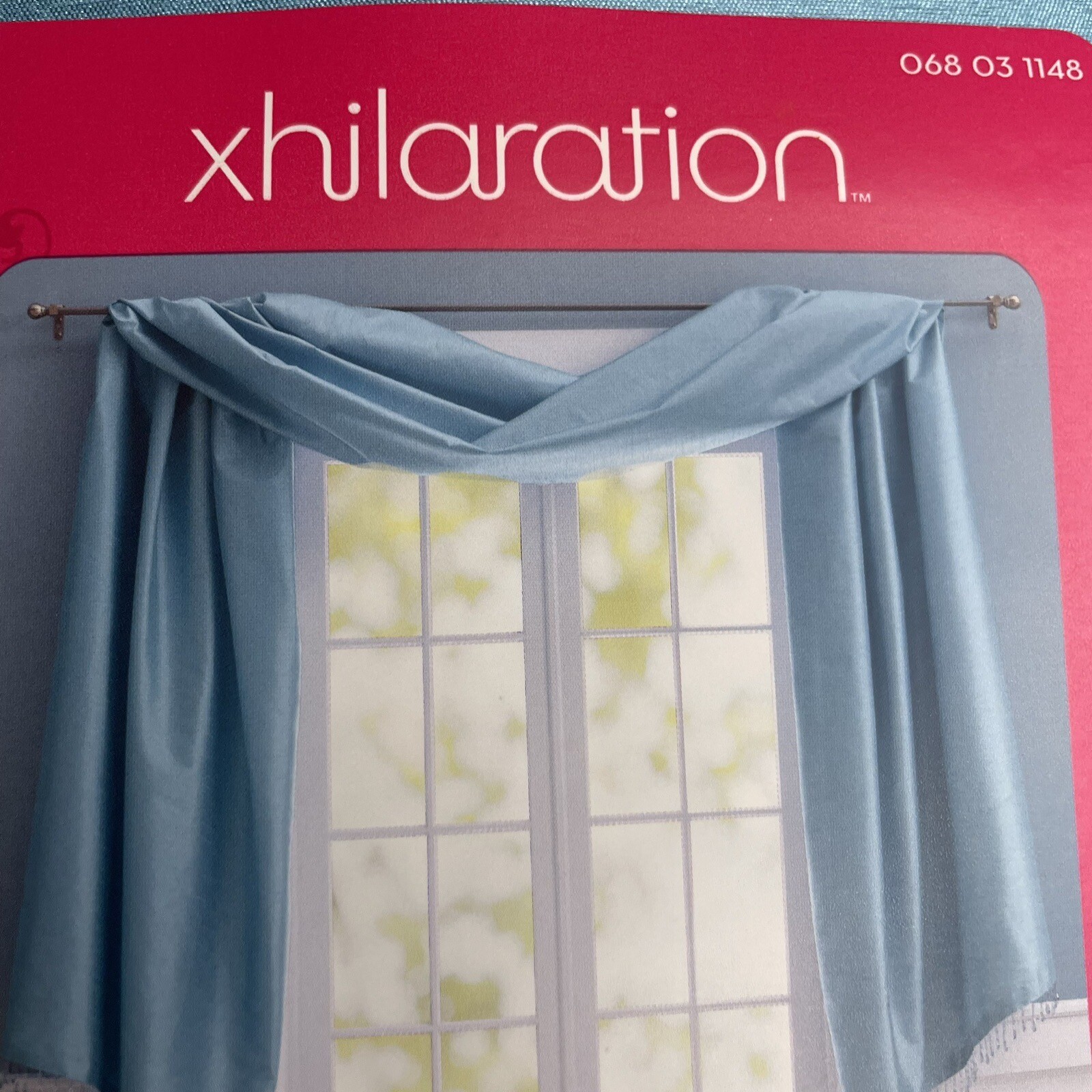 LOT OF 2 xhilaration BEADED Window Scarf AQUA FAUX SILK polyester 42 X 144 NEW