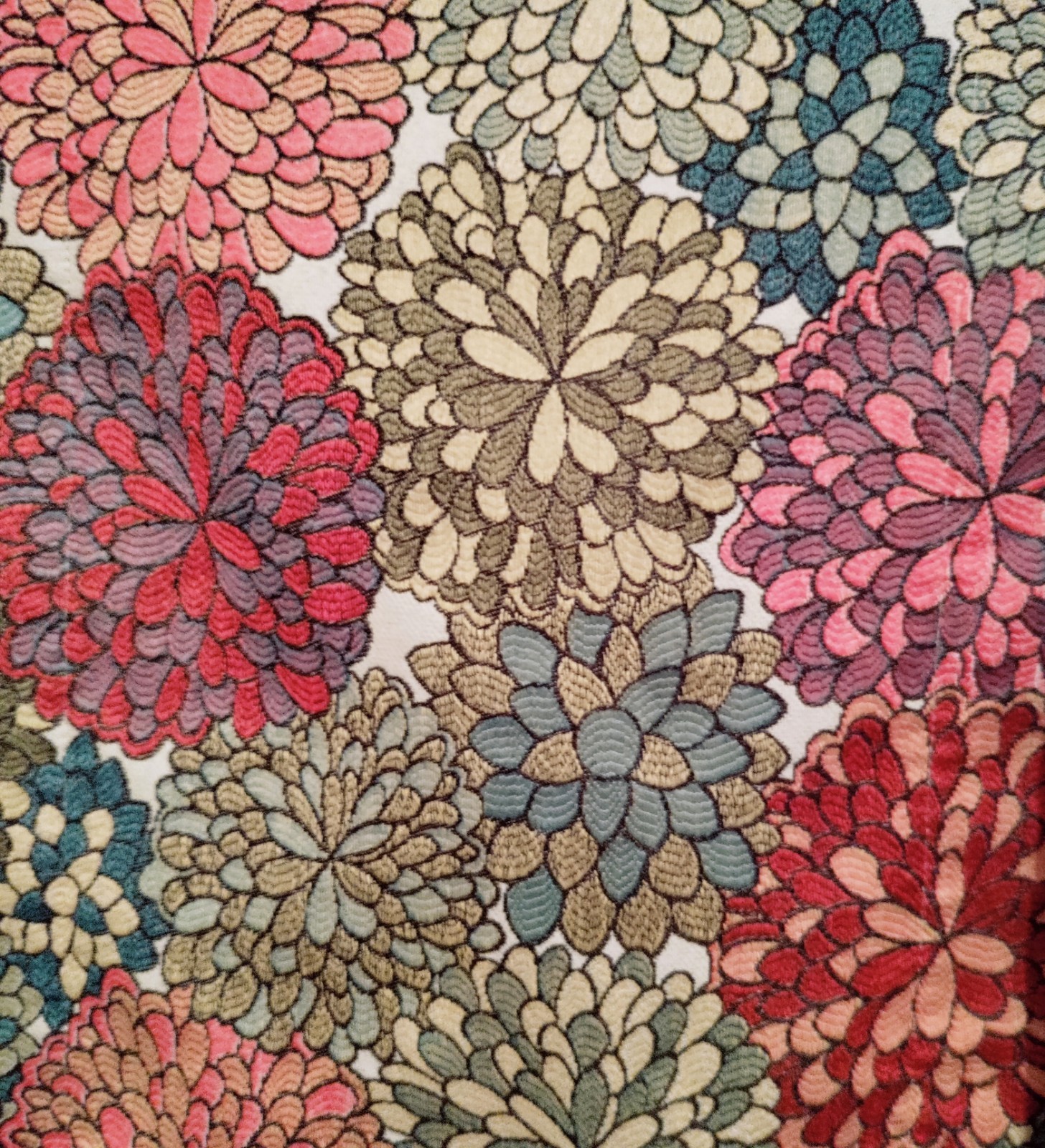 Maximalist Mums Tapestry Valance 54″ Multi-Colored Floral Blooms Woven Jacquard
