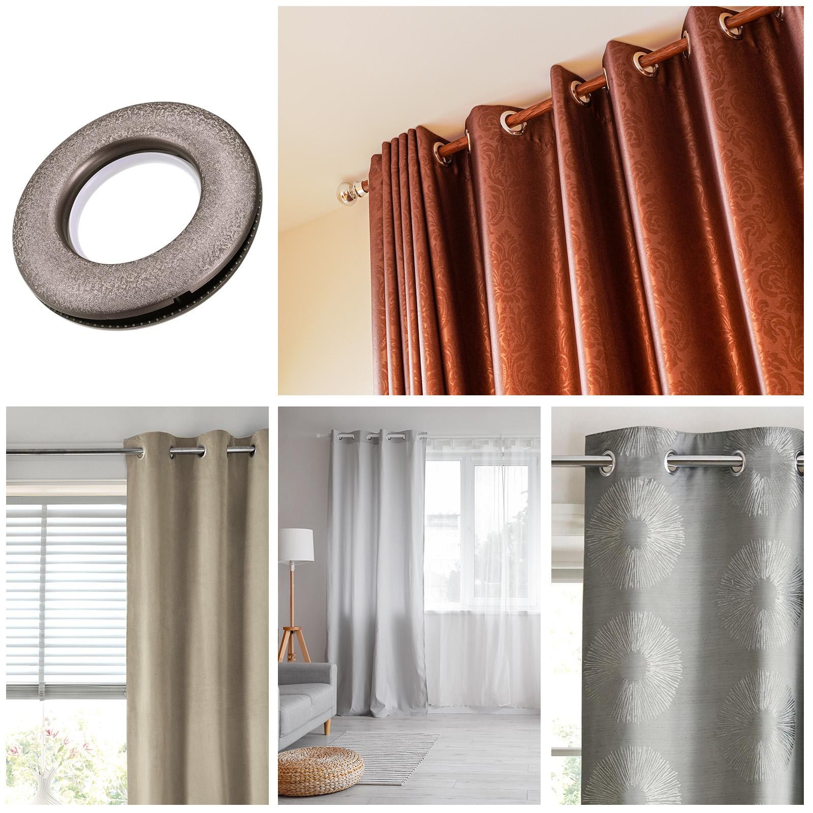 24 Pack Curtain Grommets 1-9/16″ Sliding Sheers Plastic Curtain Hole Eyelet Ring