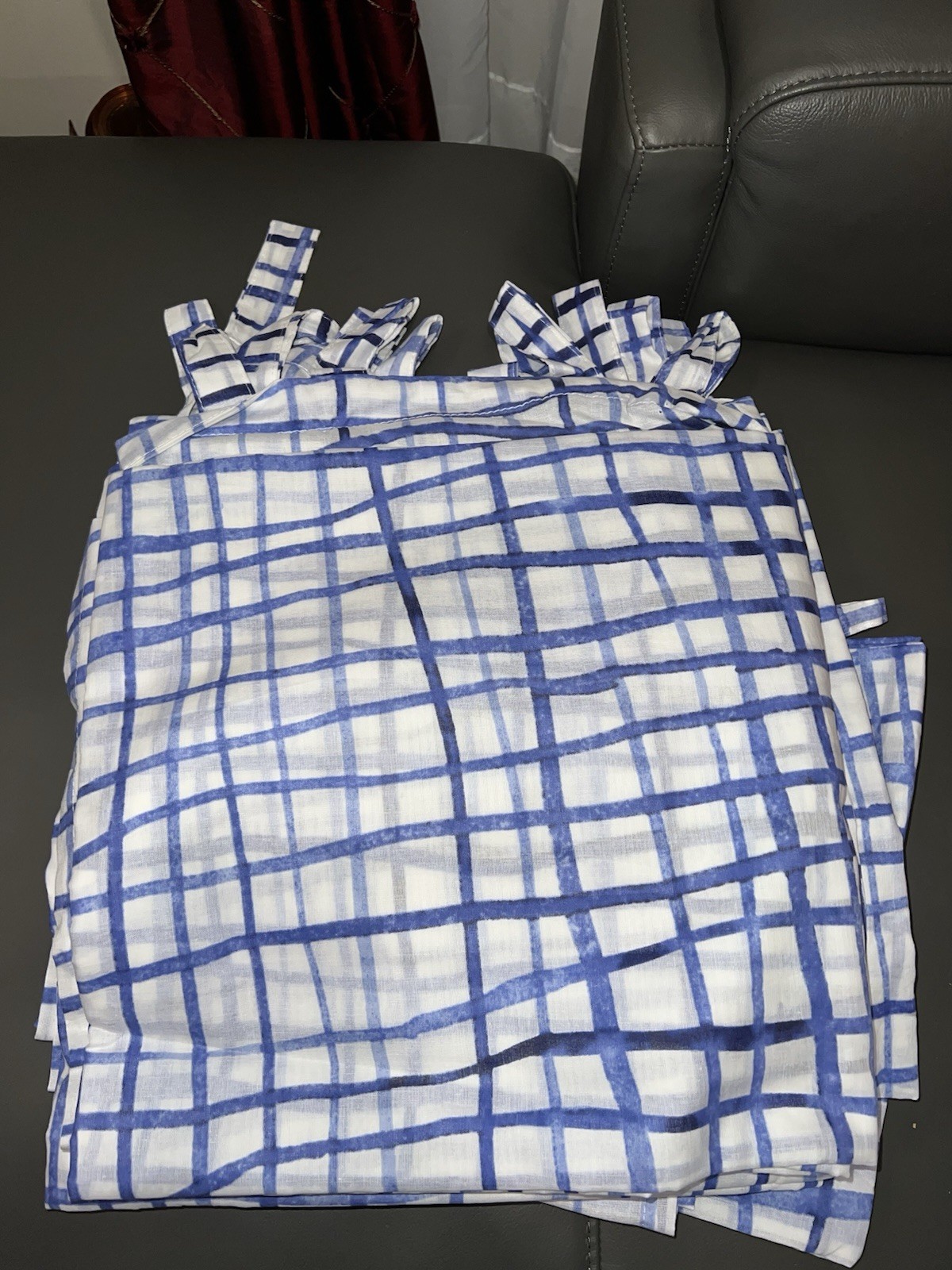 IKEA Tankvard Blue And White Cotton Curtains, New, Set Of 4