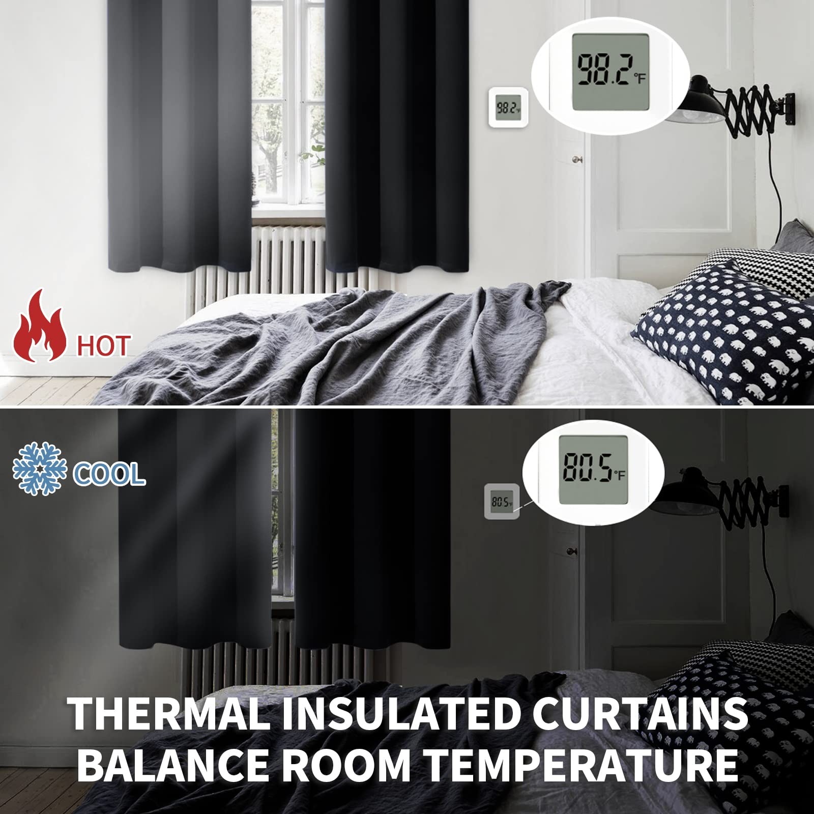 BGment Black Out Curtains 54 Inches Long for Bedroom – Rod Pocket Thermal Insula