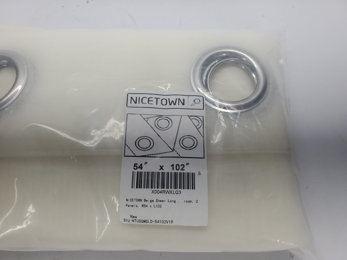 NICETOWN White Sheer Curtains & Drapes 2 Panels, W54 x L96 Grommet Top
