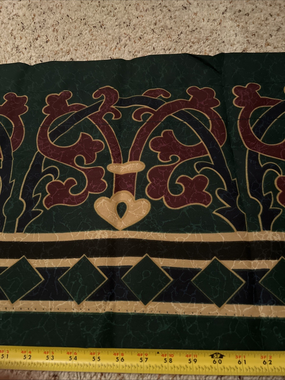Vintage Y2K Spring Home Gold Green Burgundy Window Curtain Valance 18x 83