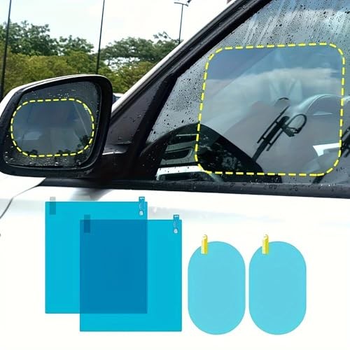 4 Pieces Car Side Mirror Rain Guard, Anti Fog Waterproof Nano Film for