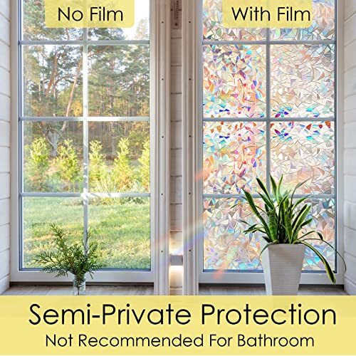 STATINT Stained Glass Window Privacy Film,UV 17.3 Inch X 6.5 Feet Rainbow